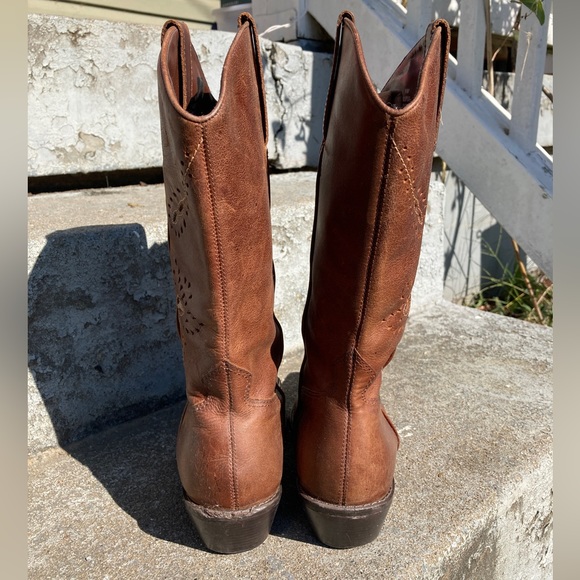 Naturalizer Leather Cowgirl Boots Brown Teal Floral Designs Women’s 9 - Picture 4 of 5